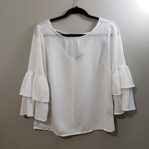 Lilly Morgan * Chiffon Ruffle Sleeve Blouse * Sz S